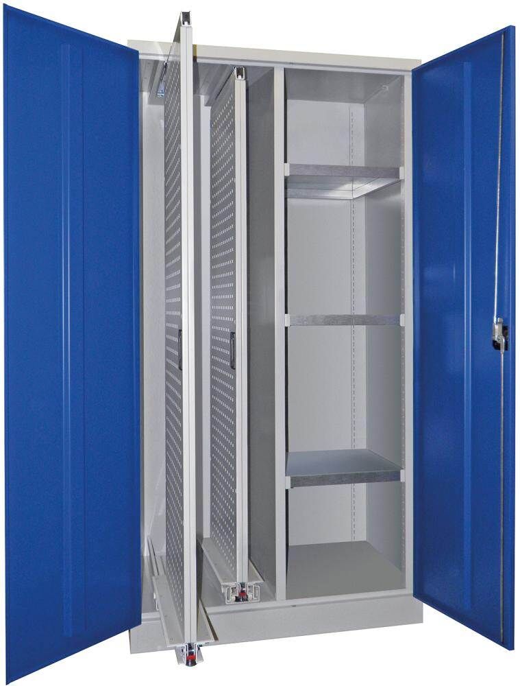 Pavoy Vertikalauszugsschrank 2 Auszüge 3 Böden 1000x600x1950mm lichtgrau lichtblau Produktbild Pavoy Vertikalauszugsschrank 2 Auszüge 3 Böden 1000x600x1950mm lichtgrau lichtblau