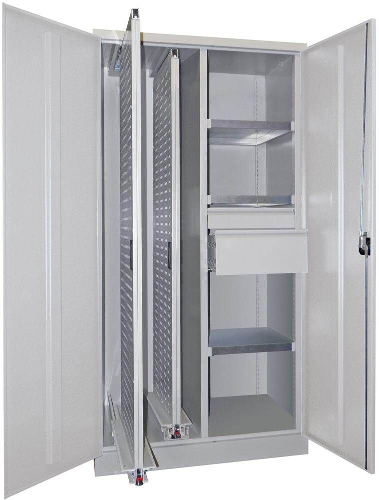 Pavoy Vertikalauszugsschrank 2 Auszüge 3 Böden 2 Schubladen 100x600x1950mm lichtgrau Produktbild Pavoy Vertikalauszugsschrank 2 Auszüge 3 Böden 2 Schubladen 100x600x1950mm lichtgrau