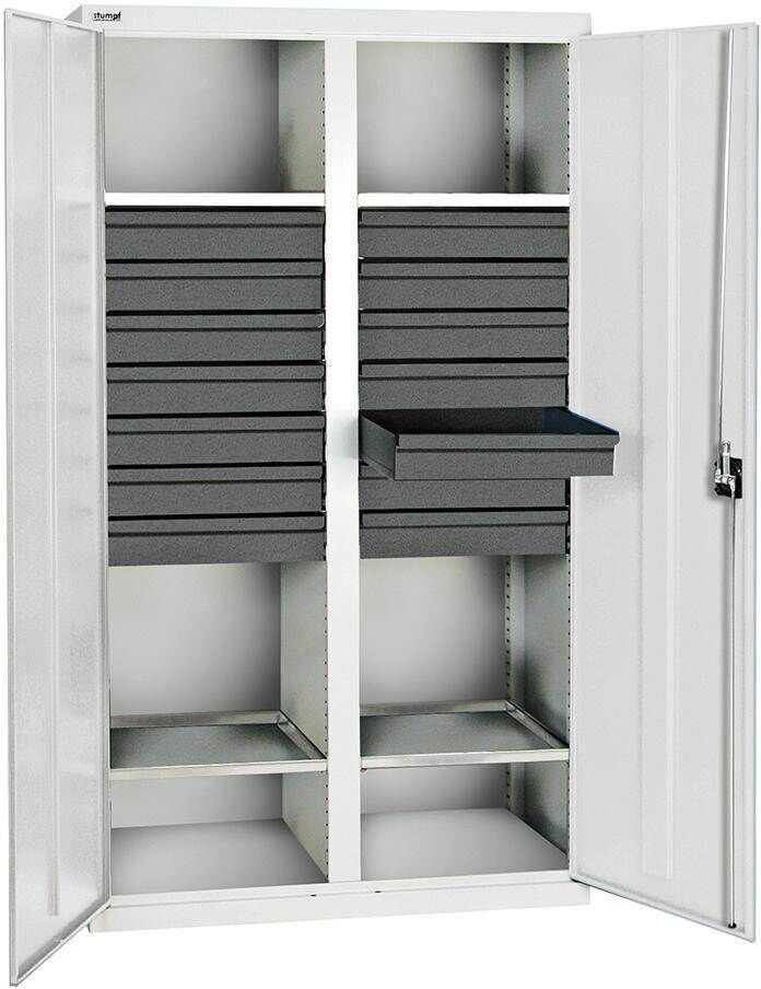 Stumpf Werkzeugschrank Trennwand grau 1800x1000x500mm 14 Schubladen 4 Böden Produktbild Stumpf Werkzeugschrank Trennwand grau 1800x1000x500mm 14 Schubladen 4 Böden