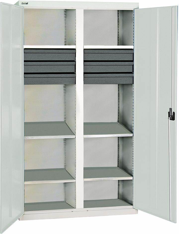 Stumpf Werkzeugschrank 6 Schubladen 6 Fachböden 1800x1000x500mm lichtgrau Produktbild Stumpf Werkzeugschrank 6 Schubladen 6 Fachböden 1800x1000x500mm lichtgrau