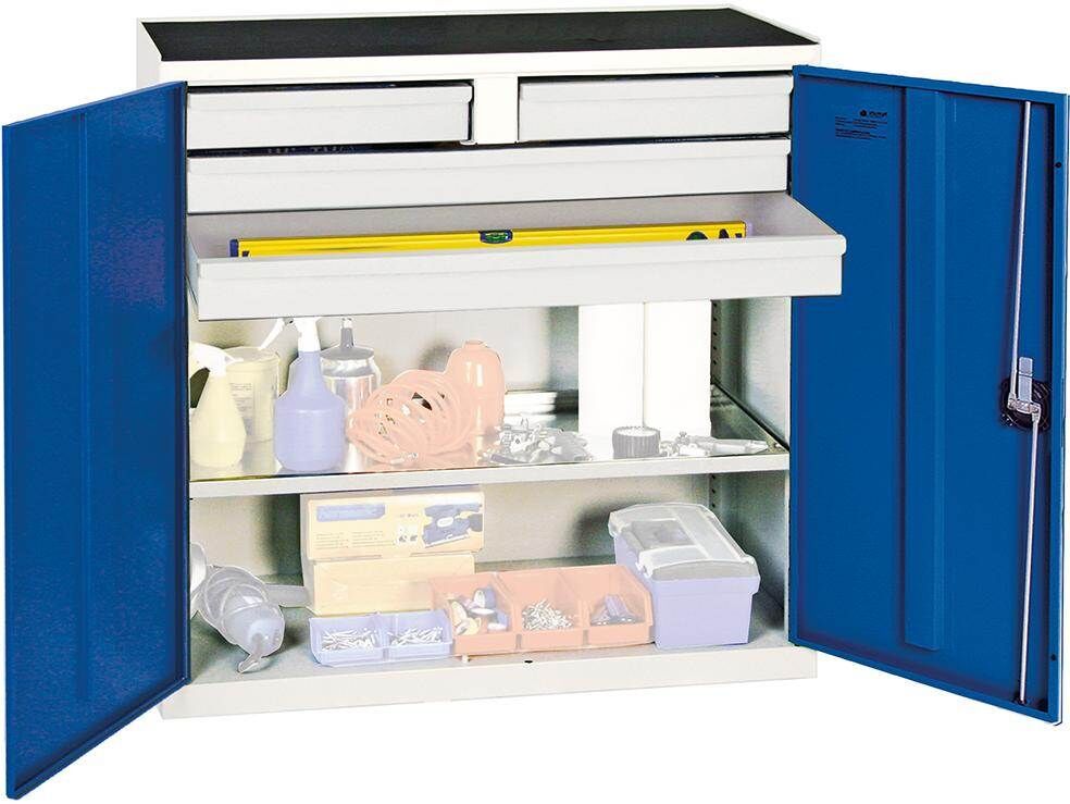 Stumpf Werkzeugschrank S2000 lichtgrau enzianblau 4 Schubladen 1 Fachboden Produktbild Stumpf Werkzeugschrank S2000 lichtgrau enzianblau 4 Schubladen 1 Fachboden