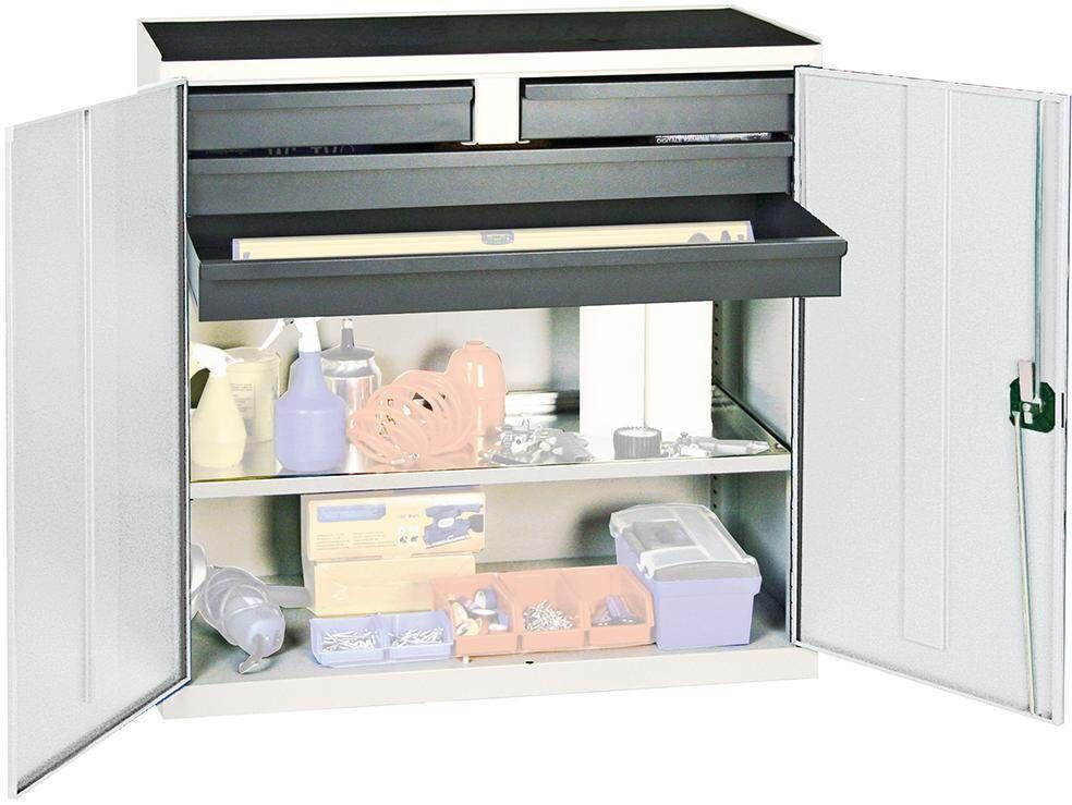 Stumpf Werkzeugschrank S3000 1 Fachboden 4 Schubladen lichtgrau Produktbild Stumpf Werkzeugschrank S3000 1 Fachboden 4 Schubladen lichtgrau