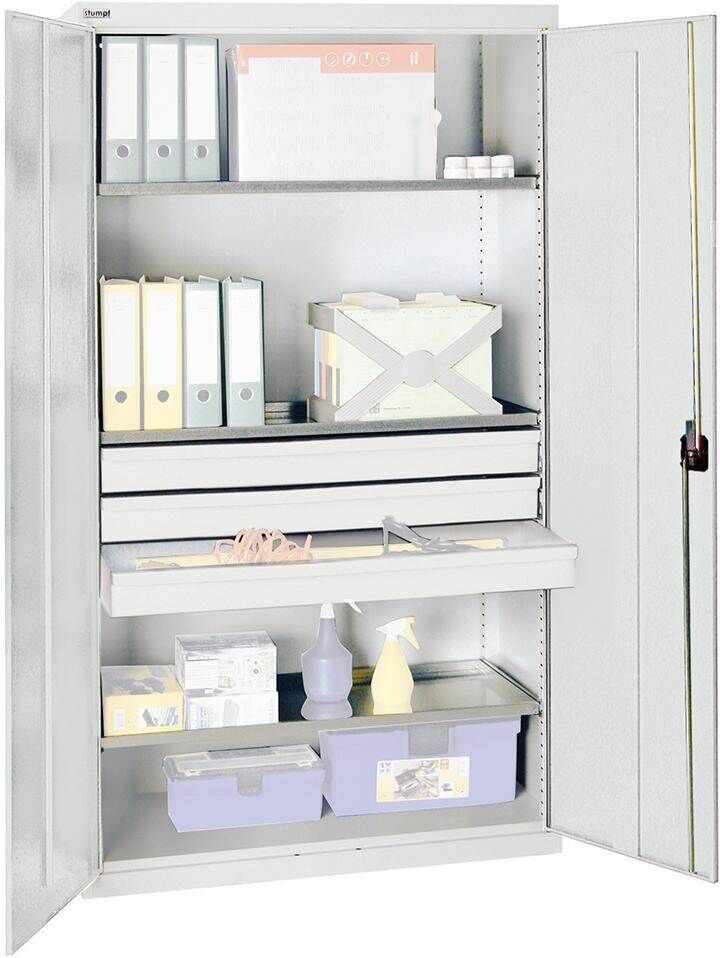 Stumpf Werkzeugschrank S2000 lichtgrau 3 Fachböden 3 Schubladen Produktbild Stumpf Werkzeugschrank S2000 lichtgrau 3 Fachböden 3 Schubladen