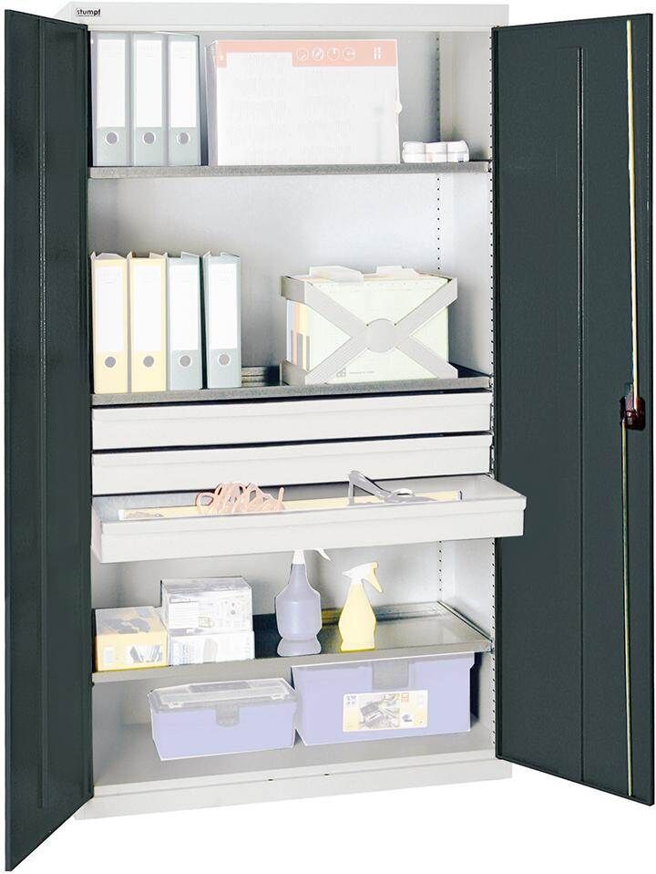 Stumpf Werkzeugschrank S2000 lichtgrau anthrazitgrau 3 Fachböden 3 Schubladen Produktbild Stumpf Werkzeugschrank S2000 lichtgrau anthrazitgrau 3 Fachböden 3 Schubladen