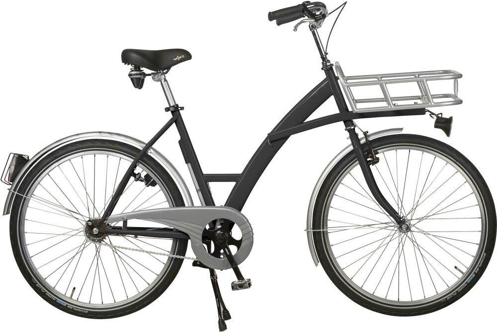 Lindner Transportfahrrad Modus schwarz Schaltung mit Beleuchtung und Lastenträger Produktbild Lindner Transportfahrrad Modus schwarz Schaltung mit Beleuchtung und Lastenträger