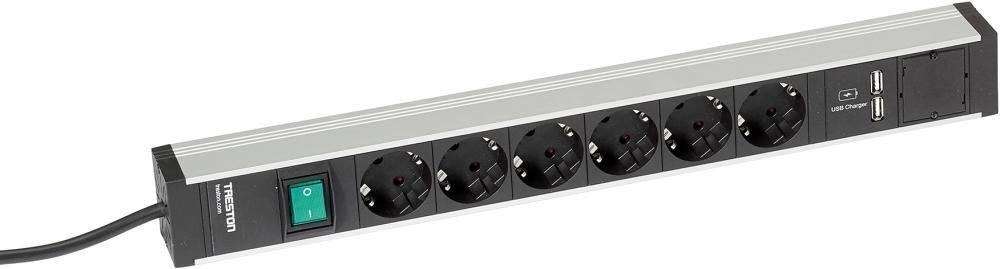 Treston Energieleiste 1700 6 Steckdosen mit Schalter und 2 USB Produktbild Treston Energieleiste 1700 6 Steckdosen mit Schalter und 2 USB
