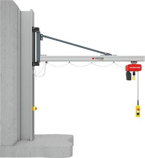 Vetter Wand Schwenkkran UW Tragfähigkeit 500 kg 4895 mm mit Elektrokettenzug Produktbild Vetter Wand Schwenkkran UW Tragfähigkeit 500 kg 4895 mm mit Elektrokettenzug