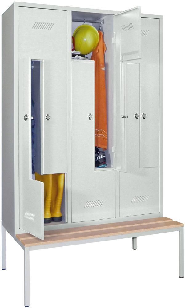 Pavoy Garderobenschrank aus Stahlblech mit Sitzbank H 1200 mm Produktbild Pavoy Garderobenschrank aus Stahlblech mit Sitzbank H 1200 mm