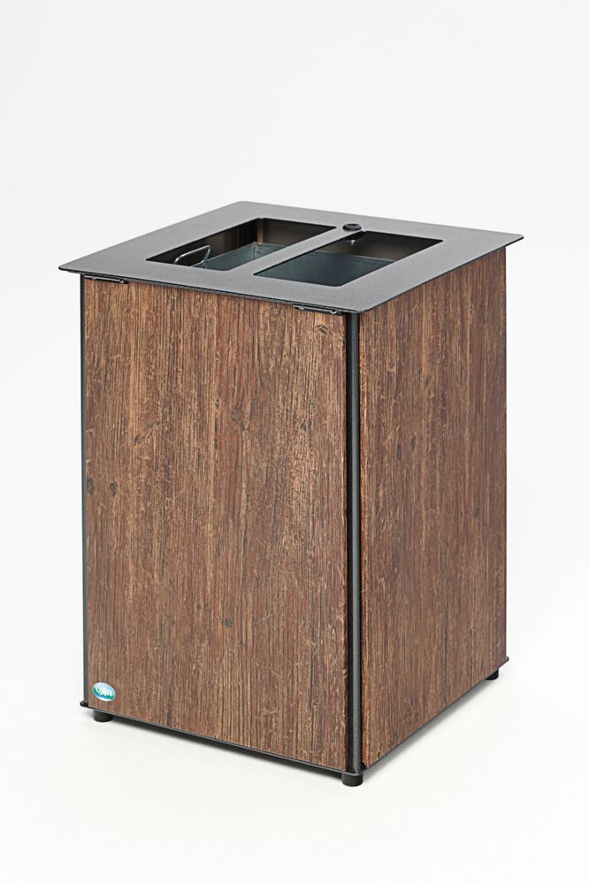Var Abfallbehälter AB 03 Holzoptik Edelstahl 80 Liter Produktbild Var Abfallbehälter AB 03 Holzoptik Edelstahl 80 Liter