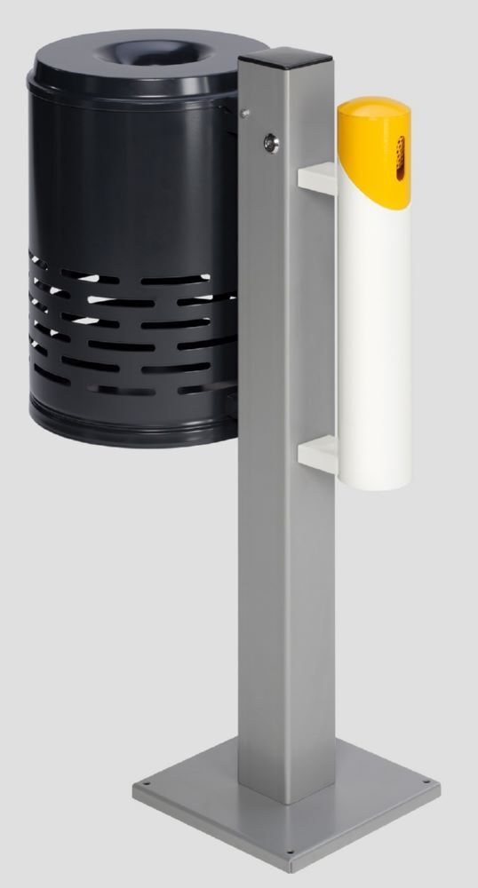 Var Abfallsammler Ascher Kombination AG 101 Abfallkorb anthrazit Korpus gelb weiß Produktbild Var Abfallsammler Ascher Kombination AG 101 Abfallkorb anthrazit Korpus gelb weiß