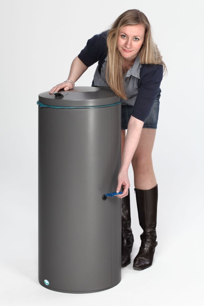 Var Abfallsammler grau 120 Liter Einflügeltür mit Doppelbart Schloss Produktbild Var Abfallsammler grau 120 Liter Einflügeltür mit Doppelbart Schloss bild 2