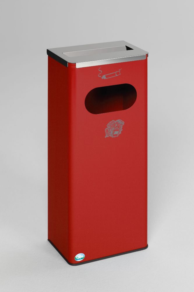 Var Ascher Abfallsammler rot 32 Liter Abdeckung Edelstahl poliert Produktbild Var Ascher Abfallsammler rot 32 Liter Abdeckung Edelstahl poliert