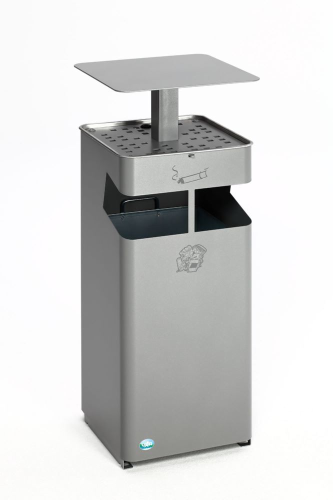 Var Ascher Abfallsammler mit Dach B 35 silber Produktbild Var Ascher Abfallsammler mit Dach B 35 silber