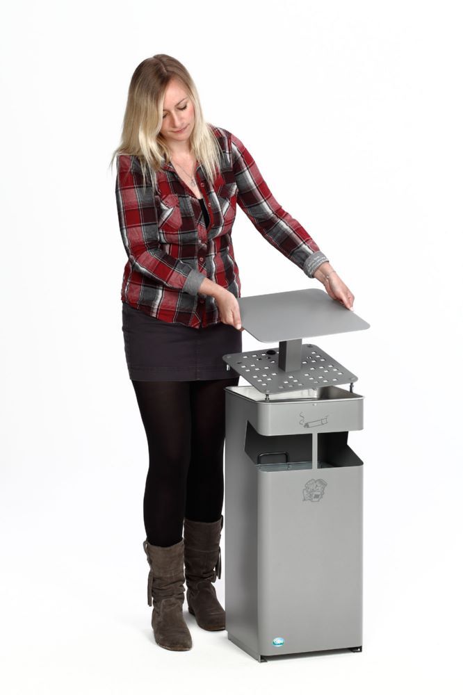 Var Ascher Abfallsammler mit Dach B 35 silber Produktbild Var Ascher Abfallsammler mit Dach B 35 silber bild 2