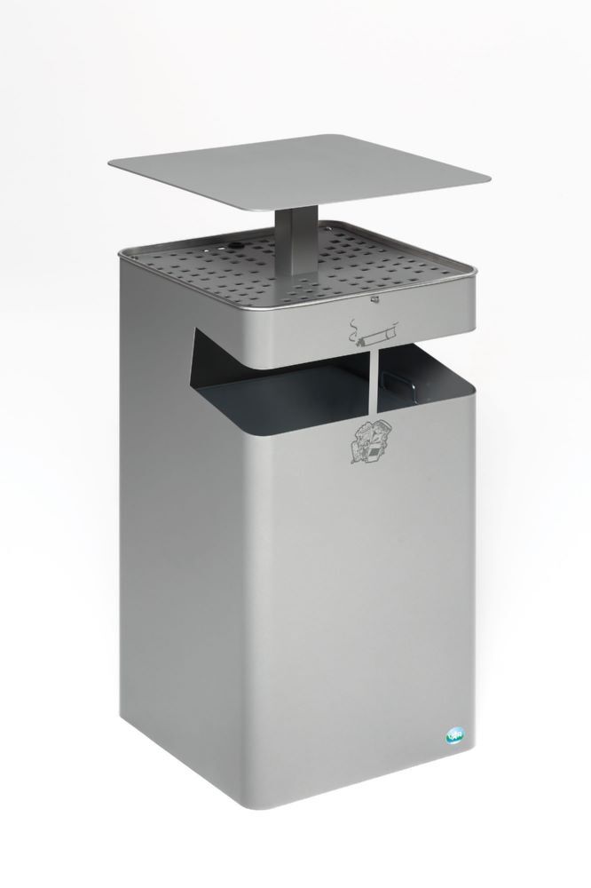Var Ascher Abfallsammler mit Dach B 45 silber Produktbild Var Ascher Abfallsammler mit Dach B 45 silber