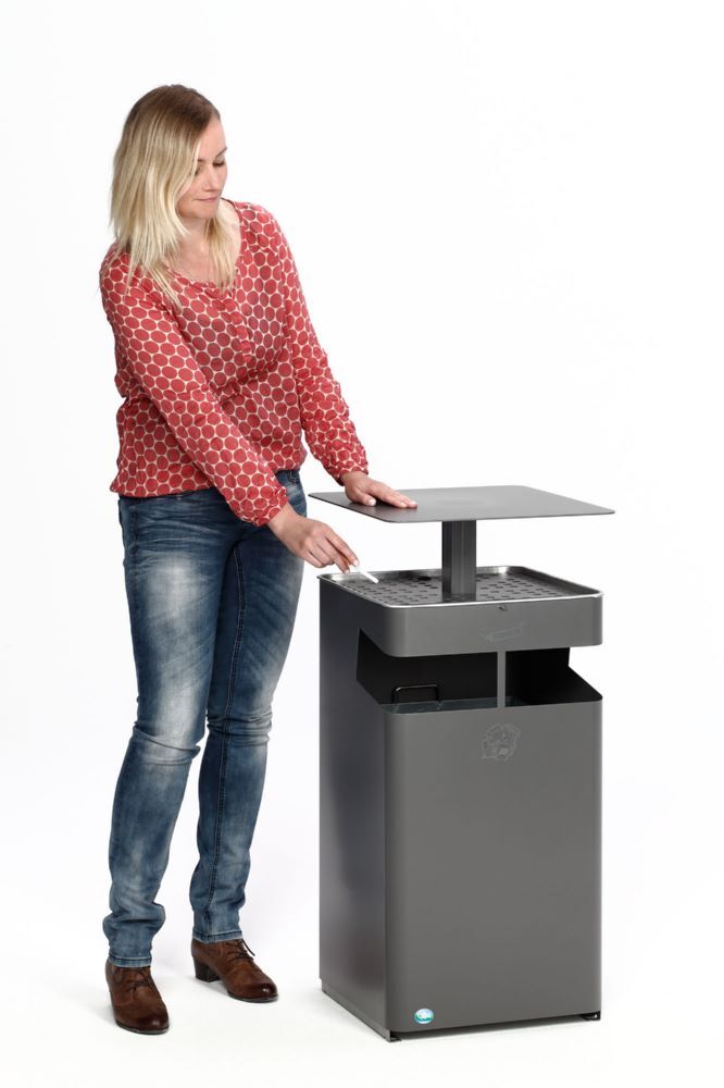 Var Ascher Abfallsammler mit Dach B 45 eisenglimmer Produktbild Var Ascher Abfallsammler mit Dach B 45 eisenglimmer bild 3