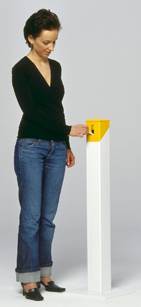 Var Ascher Standsäule SG 105 E weiß gelb Produktbild Var Ascher Standsäule SG 105 E weiß gelb bild 2