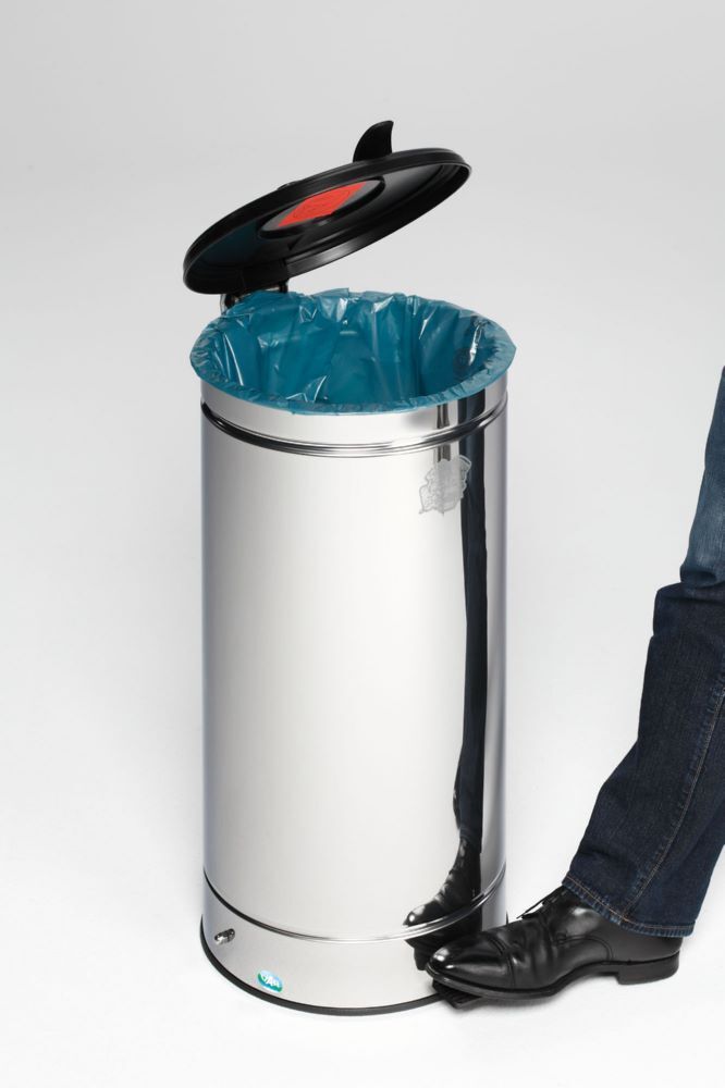 Var Großvolumiger Abfallsammler 66 Liter mit Fußpedal Edelstahl poliert Produktbild Var Großvolumiger Abfallsammler 66 Liter mit Fußpedal Edelstahl poliert