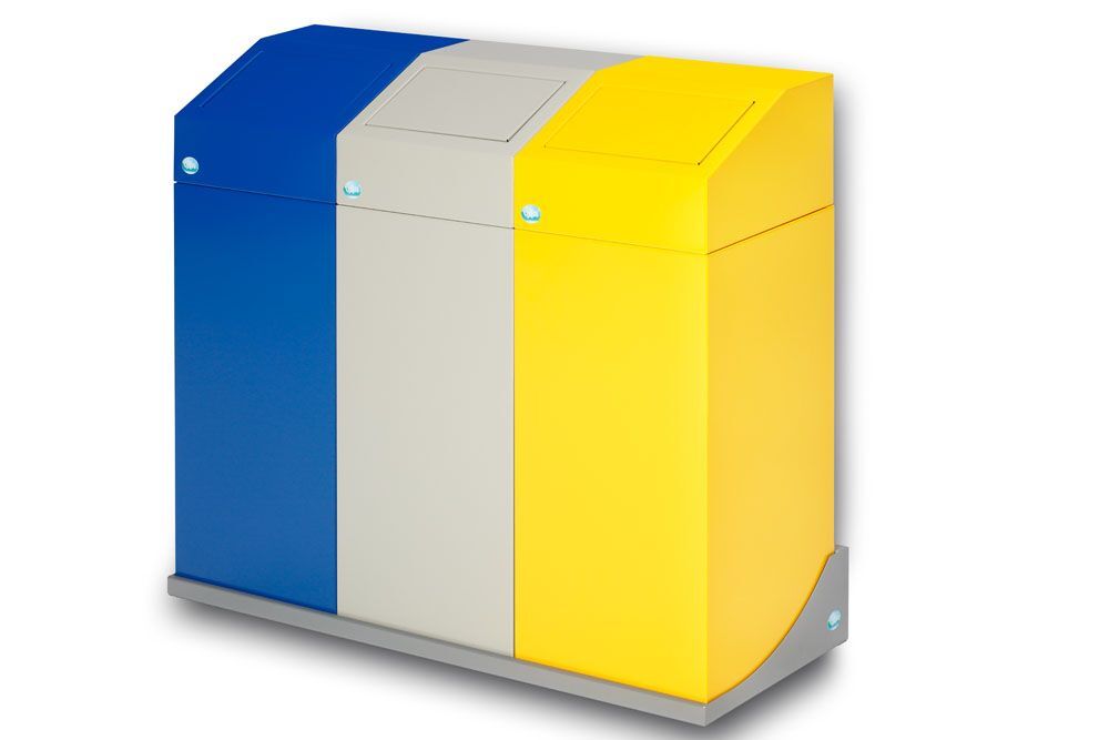 Var Halterung Wertstoffsammler 3 fach silber 131x971x363mm Produktbild Var Halterung Wertstoffsammler 3 fach silber 131x971x363mm bild 2