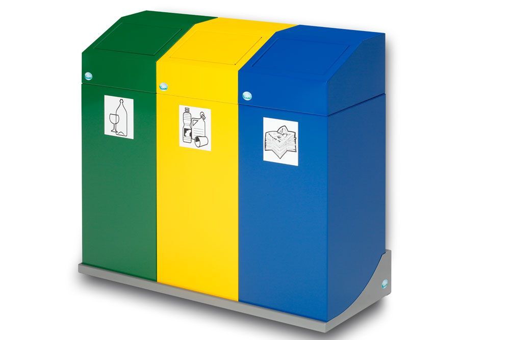 Var Halterung Wertstoffsammler 3 fach silber 131x971x363mm Produktbild Var Halterung Wertstoffsammler 3 fach silber 131x971x363mm bild 3