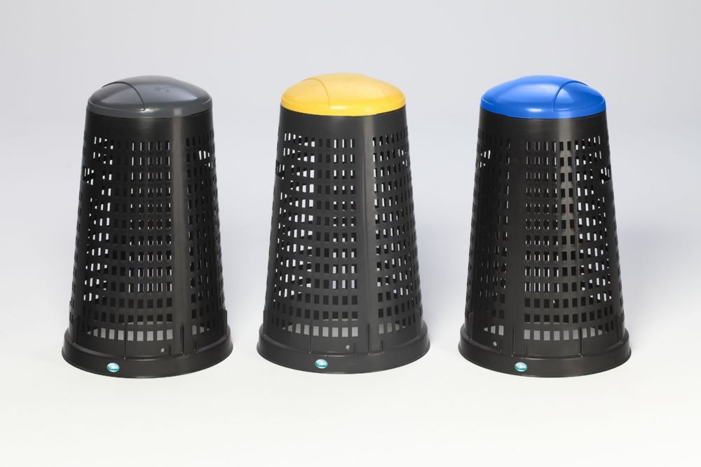 Var Korbständer aus Kunststoff schwarz mit Klemmring und Deckel gelb Produktbild Var Korbständer aus Kunststoff schwarz mit Klemmring und Deckel gelb bild 3
