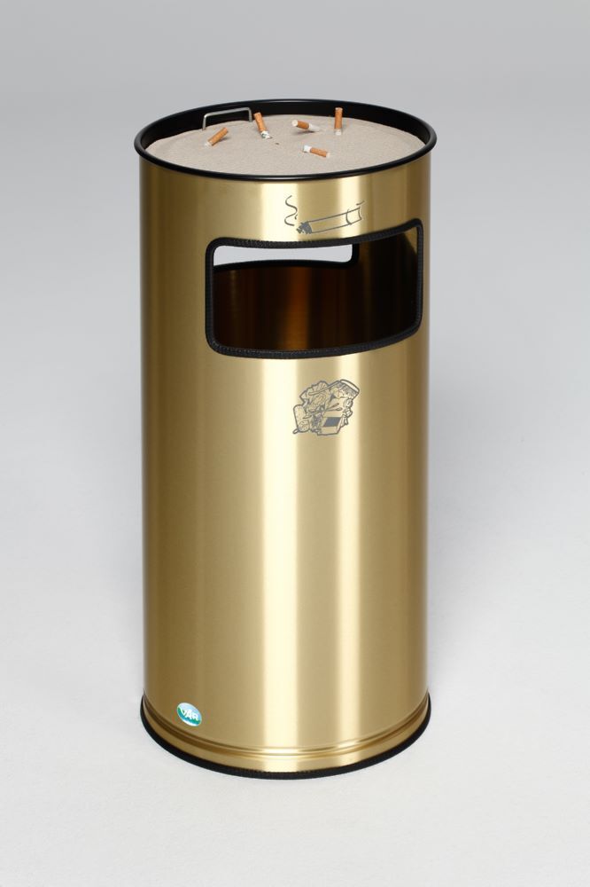 Var Messing Ausführung Abfallsammler Ascher H70 MSST Aschereinsatz Stahl schwarz Produktbild Var Messing Ausführung Abfallsammler Ascher H70 MSST Aschereinsatz Stahl schwarz