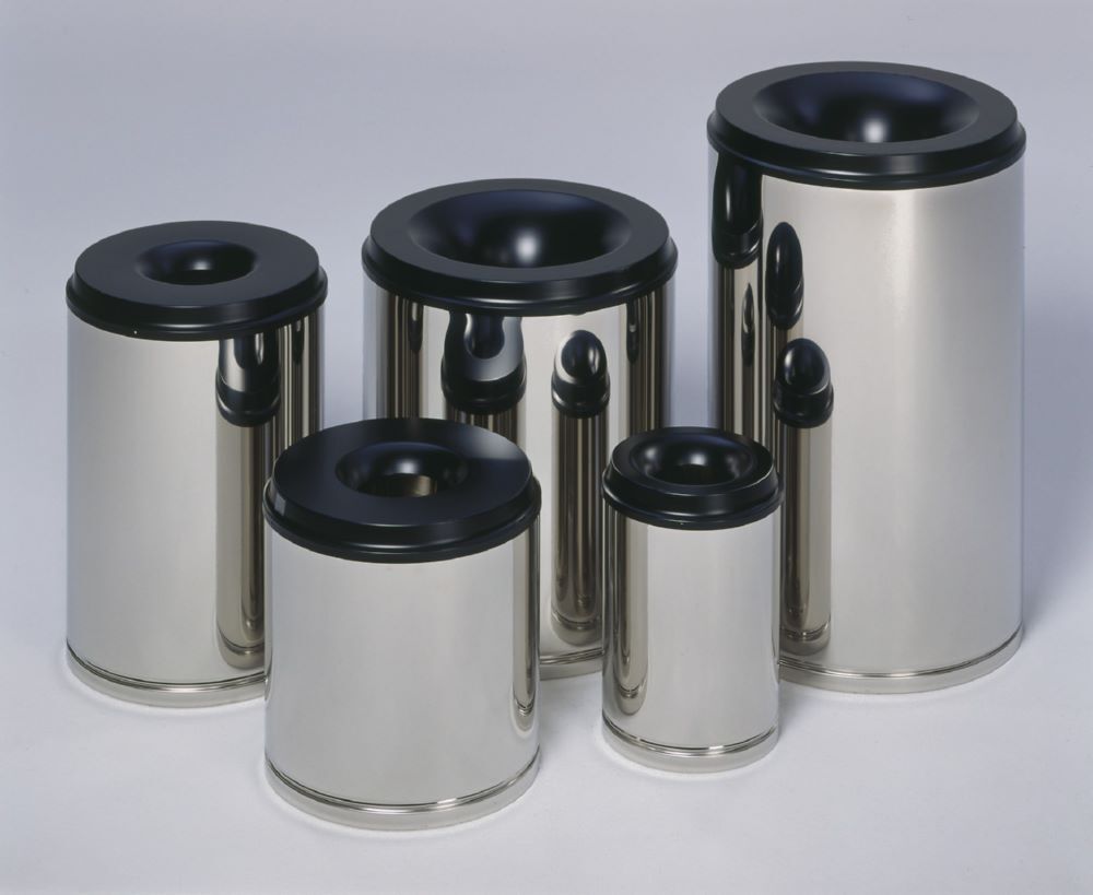 Var Papierkorb in Edelstahl Ausführung 80 Liter Löschkopf schwarz Produktbild Var Papierkorb in Edelstahl Ausführung 80 Liter Löschkopf schwarz bild 2