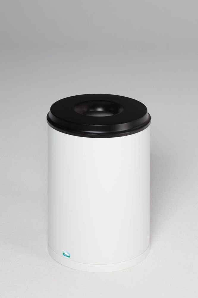 Var Papierkorb weiß feuersicher 50 Liter Löschkopf schwarz Produktbild Var Papierkorb weiß feuersicher 50 Liter Löschkopf schwarz
