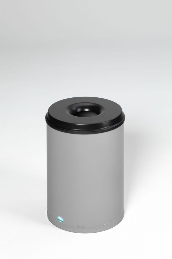 Var Papierkorb silber feuersicher 50 Liter Löschkopf schwarz Produktbild Var Papierkorb silber feuersicher 50 Liter Löschkopf schwarz