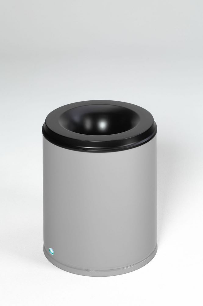 Var Papierkorb silber feuersicher 80 Liter Löschkopf schwarz Produktbild Var Papierkorb silber feuersicher 80 Liter Löschkopf schwarz