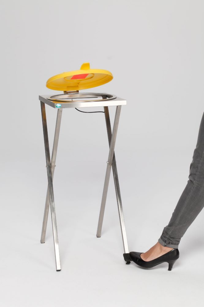 Var Scherenständer Müllsackständer mit Fußpedal Deckel gelb Produktbild Var Scherenständer Müllsackständer mit Fußpedal Deckel gelb