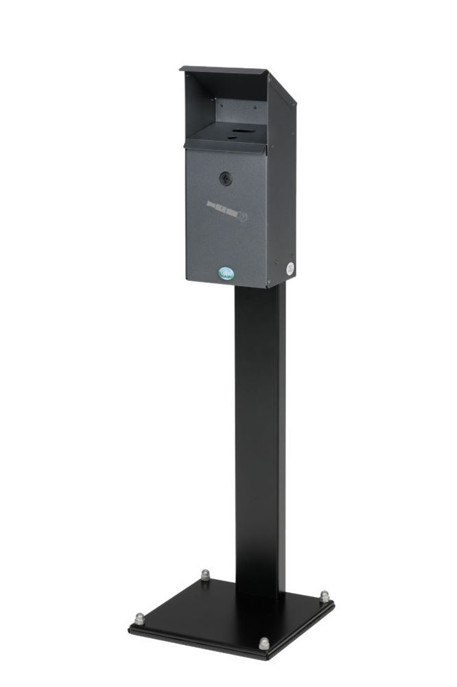 VAR Wandascher EZS1 mit Standfuss schwarz 204 x 204 x 1016 mm Produktbild VAR Wandascher EZS1 mit Standfuss schwarz 204 x 204 x 1016 mm