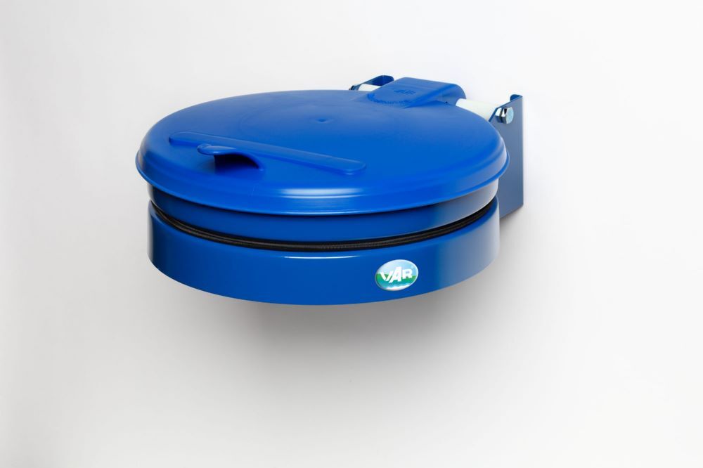 Var Wandgerät für Müllsäcke mit Kunststoffdeckel blau Produktbild Var Wandgerät für Müllsäcke mit Kunststoffdeckel blau