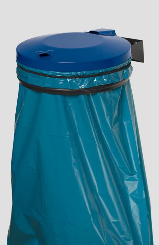 Var Wandhalterung Müllsack anthrazit mit Deckel enzianblau Produktbild Var Wandhalterung Müllsack anthrazit mit Deckel enzianblau bild 2