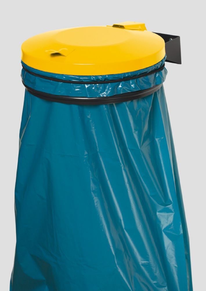Var Wandhalterung für Müllsack anthrazit mit Deckel gelb Produktbild Var Wandhalterung für Müllsack anthrazit mit Deckel gelb