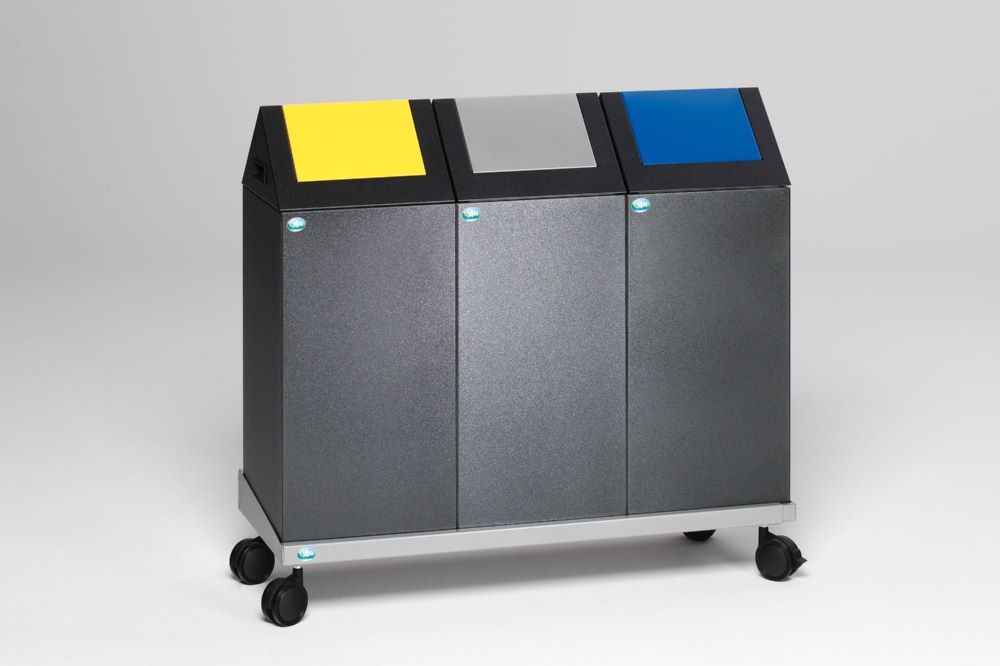Var Wertstoffsammelgerät WSG 55 S Korpus antiksilber Einwurfklappe enzianblau Produktbild Var Wertstoffsammelgerät WSG 55 S Korpus antiksilber Einwurfklappe enzianblau bild 2
