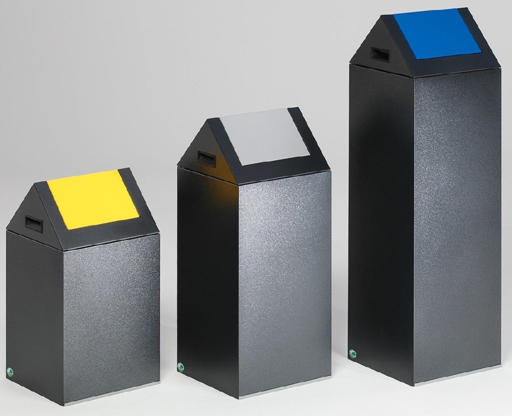Var Wertstoffsammelgerät WSG 85 S Korpus antiksilber Einwurfklappe enzianblau Produktbild Var Wertstoffsammelgerät WSG 85 S Korpus antiksilber Einwurfklappe enzianblau bild 2