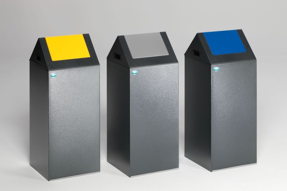 Var Wertstoffsammelgerät WSG 55 S Korpus antiksilber Einwurfklappe gelb Produktbild Var Wertstoffsammelgerät WSG 55 S Korpus antiksilber Einwurfklappe gelb bild 3