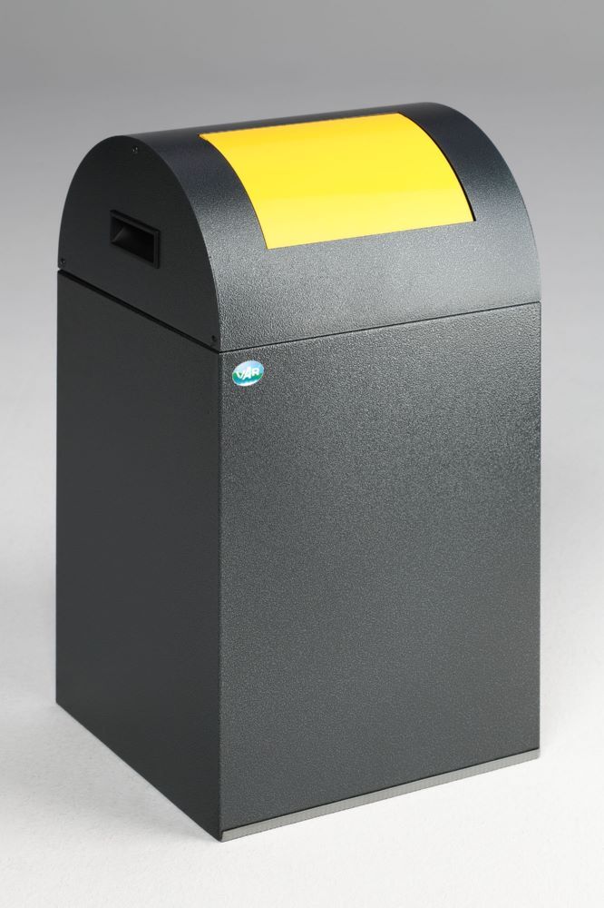 Var Wertstoffsammelgerät 40 R Korpus antiksilber Einwurfklappe gelb Produktbild Var Wertstoffsammelgerät 40 R Korpus antiksilber Einwurfklappe gelb bild 2