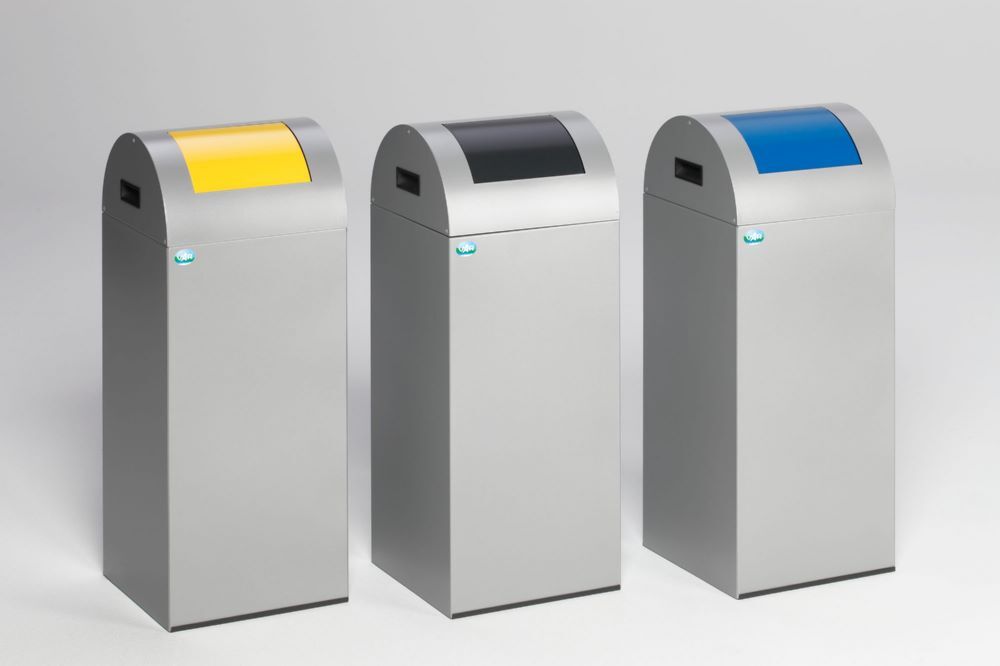 Var Wertstoffsammelgerät WSG 55 R Korpus silber Einwurfklappe enzianblau Produktbild Var Wertstoffsammelgerät WSG 55 R Korpus silber Einwurfklappe enzianblau bild 2