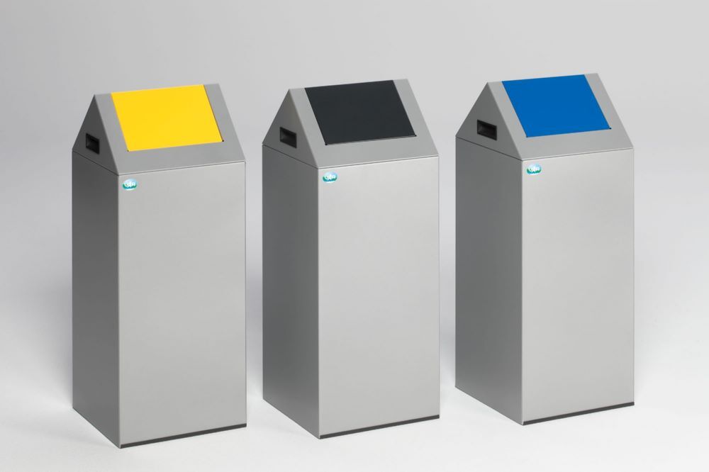 Var Wertstoffsammelgerät WSG 55 S Korpus silber Einwurfklappe gelb Produktbild Var Wertstoffsammelgerät WSG 55 S Korpus silber Einwurfklappe gelb bild 2