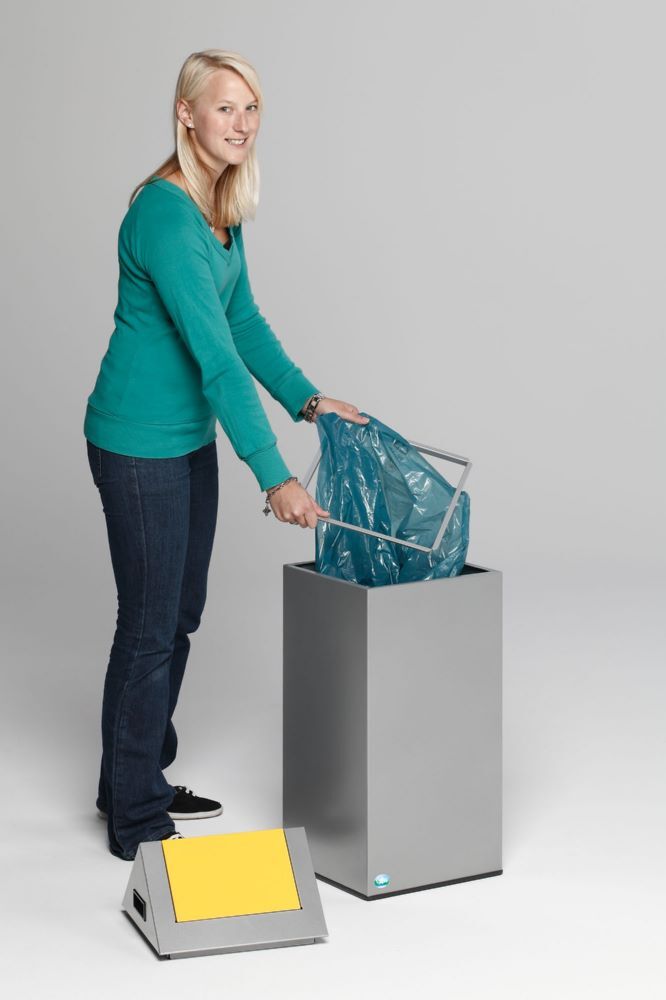 Var Wertstoffsammelgerät WSG 55 S Korpus silber Einwurfklappe gelb Produktbild Var Wertstoffsammelgerät WSG 55 S Korpus silber Einwurfklappe gelb bild 3