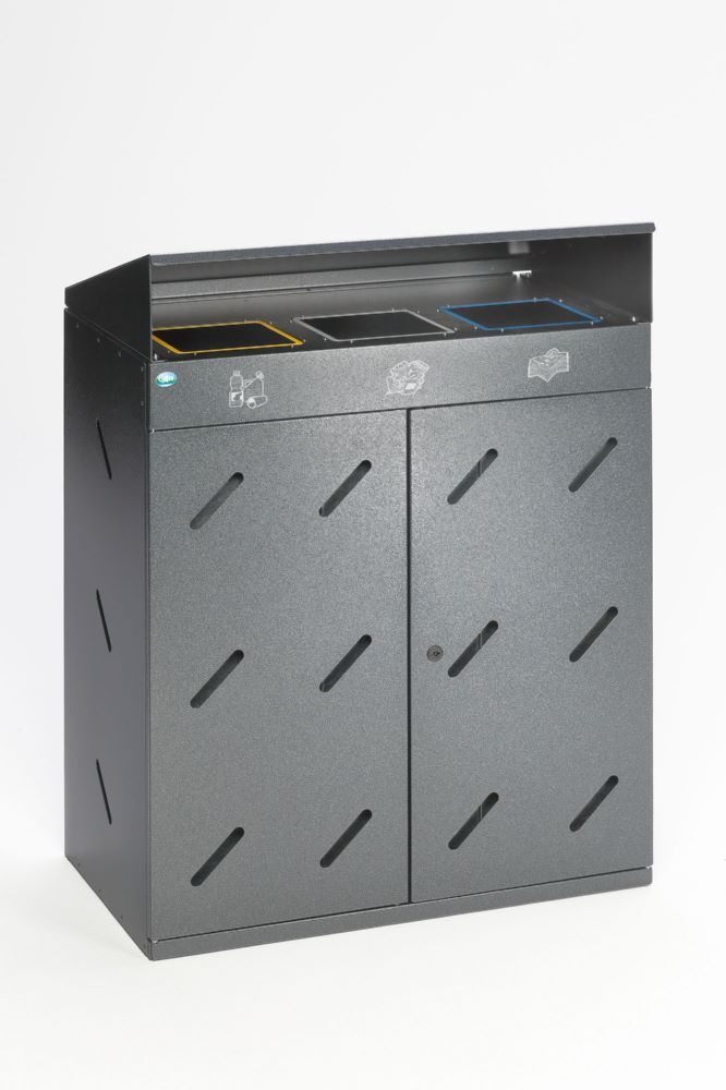 Var Wertstoffsammelstation WS 89 mit 3 Fächer 300 Liter antiksilber Produktbild Var Wertstoffsammelstation WS 89 mit 3 Fächer 300 Liter antiksilber