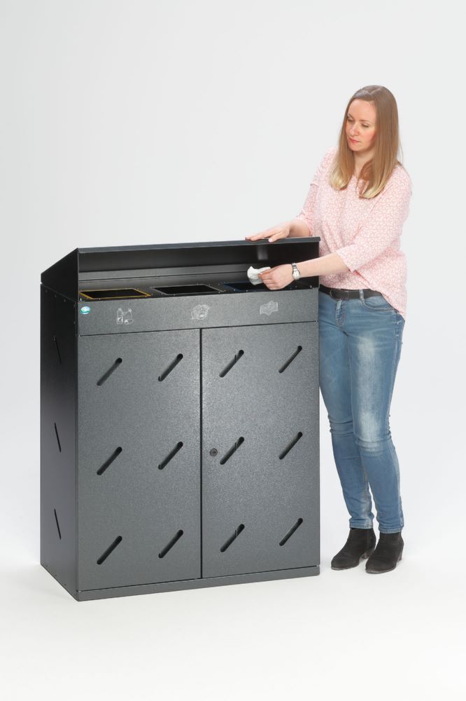 Var Wertstoffsammelstation WS 89 mit 3 Fächer 300 Liter antiksilber Produktbild Var Wertstoffsammelstation WS 89 mit 3 Fächer 300 Liter antiksilber bild 2