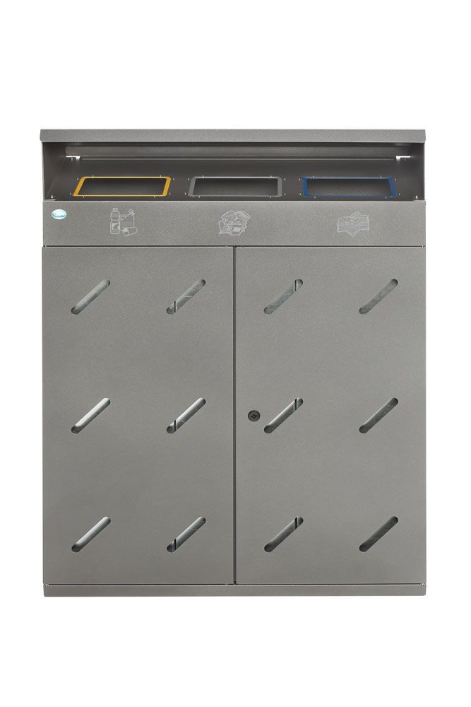 Var Wertstoffsammelstation WS 89 mit 3 Fächer 300 Liter eisenglimmer Produktbild Var Wertstoffsammelstation WS 89 mit 3 Fächer 300 Liter eisenglimmer