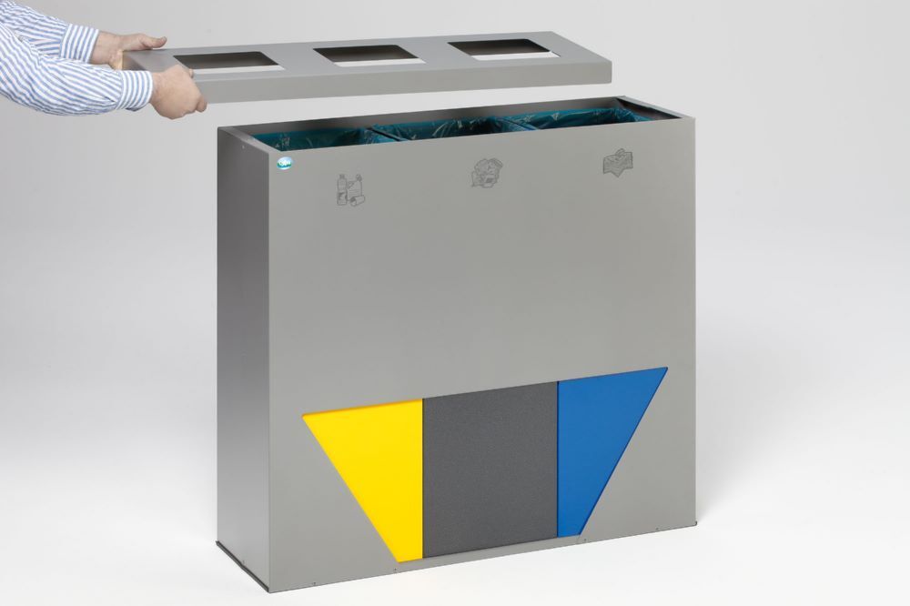 Var Wertstoffsammelstation Trapez 93 silber 3 Einsätze Produktbild Var Wertstoffsammelstation Trapez 93 silber 3 Einsätze