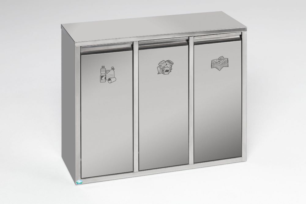 Var Wertstoffsortiersystem 36 Liter Edelstahl als Stand oder Wandgerät Produktbild Var Wertstoffsortiersystem 36 Liter Edelstahl als Stand oder Wandgerät
