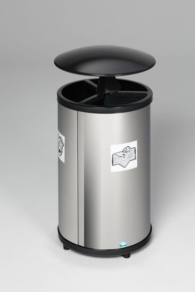 Var Wertstoffstation 3 fach mit Dach VA poliert jweils 30 Liter Produktbild Var Wertstoffstation 3 fach mit Dach VA poliert jweils 30 Liter