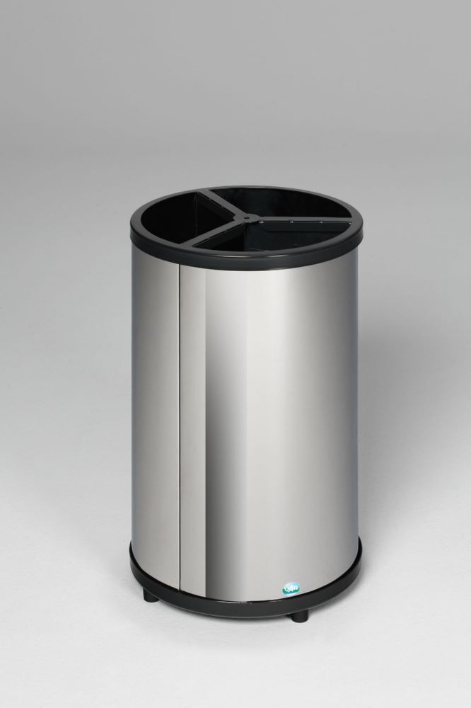 Var Wertstoffstation 3 fach ohne Dach VA poliert jeweils 30 Liter Produktbild Var Wertstoffstation 3 fach ohne Dach VA poliert jeweils 30 Liter