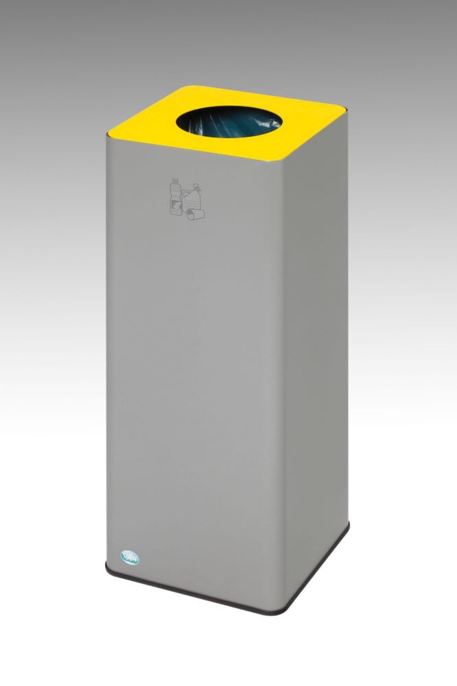 Var Wertstoffsammler Quadro 79 Maße 700 x 320 x 320 mm silber Aufsatz gelb Produktbild Var Wertstoffsammler Quadro 79 Maße 700 x 320 x 320 mm silber Aufsatz gelb